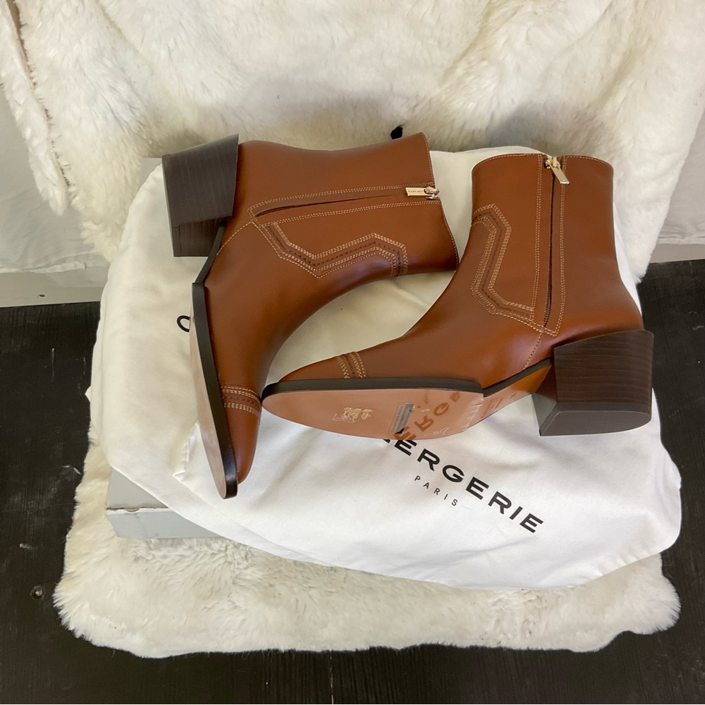 NEW Robert Clergerie Merry Brown Leather Ankle Boots Size 5.5 - Picture 8 of 10